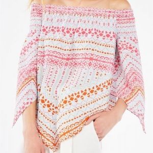 BCBG off the shoulder pattern top
